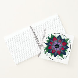 Quadratisches Blumenherzen-Mandala-Notizbuch Notizbuch