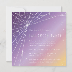 Quadratisches Diamantspinnennetz Halloween-Party Einladung