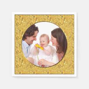 Quadratisches Feldgoldblatt + Ihre Fotos u. Ideen Serviette
