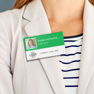 Quadratisches Foto-ID-Logo Grün Weiß Magnetische G Namenschild