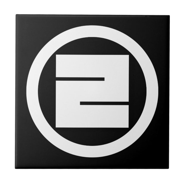 Quadratisches Kanji für ONE im Kreis Fliese (Vorderseite)