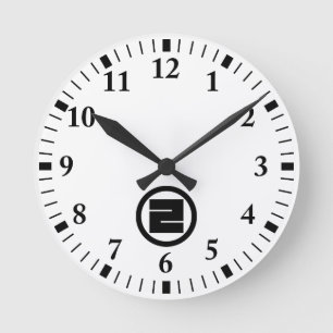 Quadratisches Kanji für ONE im Kreis Runde Wanduhr