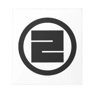 Quadratisches Kanji-Zeichen für EINS im Kreis Notizblock