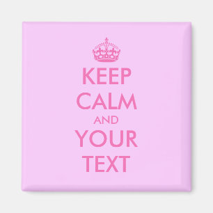Quadratisches Keep calm Magnet mit rosa Buchstaben