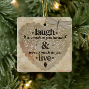 Quadratisches Keramik-Ornament Lachen Sie so viel, Keramikornament