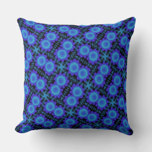 Quadratisches Kissen Jimette Design blau und schwa