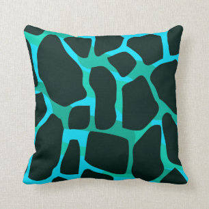Quadratisches Kissen Teal Blau Grün Schwarz Tier K
