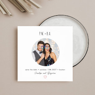 Quadratisches Kreisfoto-Layout Spielerei Initialen Save The Date