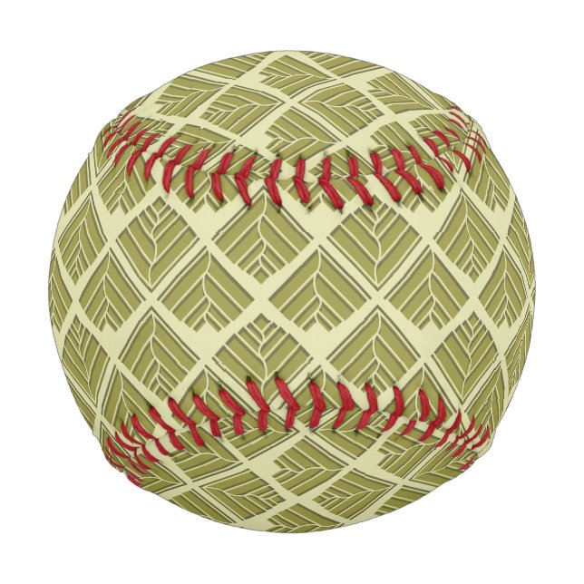 Quadratisches Leaf Muster Gold Limones Licht Baseball (Rückseite)