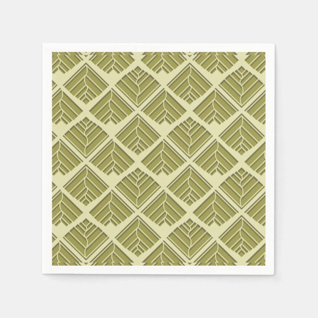 Quadratisches Leaf Muster Gold Limones Licht Serviette (Vorderseite)