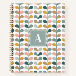 Quadratisches Monogramm Anfangsbuchstabe Blumenblü Notizbuch