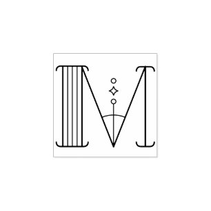 Quadratisches Monogramm des Kunst-Deko-Buchstabe-M Gummistempel