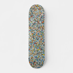 Quadratisches Mosaik Buntes Fliesenmuster (Foto) Skateboard