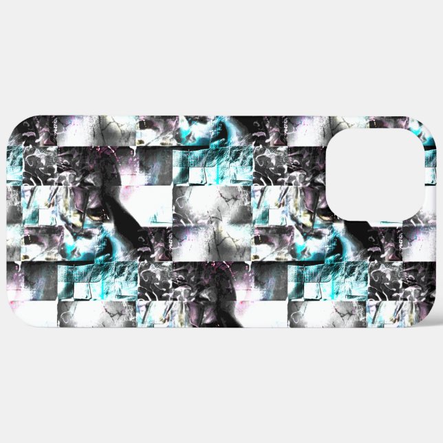 Quadratisches Mosaik chaotischer Texturen in Silbe Case-Mate iPhone Hülle (Hinten (horizontal))