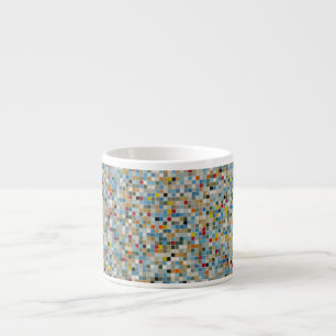Quadratisches Mosaik-Muster mit mehrfarbigen Flies Espressotasse