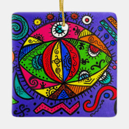 Quadratisches Ornament aus Keramik