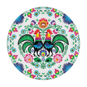 Quadratisches polnisches Hahn-Muster Schneidebrett