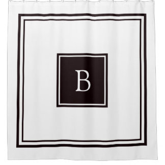 Quadratisches Rahmen-Schwarzweiss-Monogramm Duschvorhang