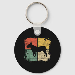 Quadratisches Retro-Bullterrier-Besitzer-Geschenk  Schlüsselanhänger