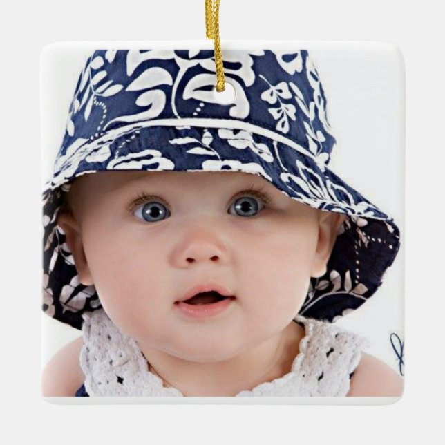 Quadratisches süßes Babybild Keramikornament (Vorderseite)