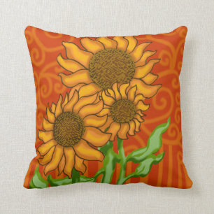 Quadratisches Wurfs-Kissen-/Sonnenblume-Trio Kissen