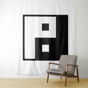 Quadratisches Yin Yang Wandteppich