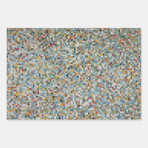 Quadratmosaik-Mehrfarbiges Fliesenmuster (Foto) Geschenkpapier Set