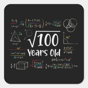 Quadratwurzel 100 10. Geburtstag 10 Jahre alte Ges Quadratischer Aufkleber