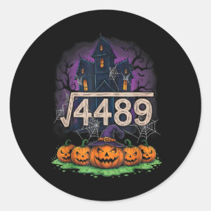 Quadratwurzel 4489 Lustiges Halloween Meme 67 Math Runder Aufkleber