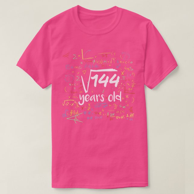 Quadratwurzel von 144 Jahren alter Sonnenmathemati T-Shirt (Design vorne)