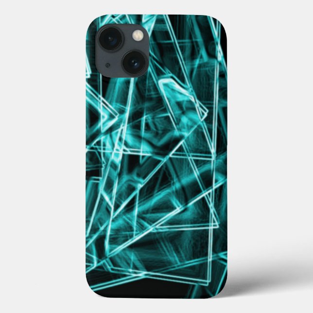 Quadratzecken und Neon- oder Himmelblau-Flecken Case-Mate iPhone Hülle (Rückseite)