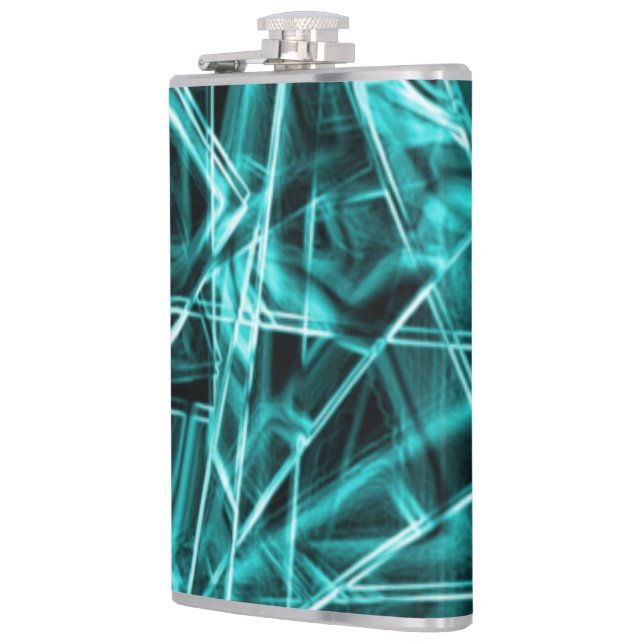 Quadratzecken und Neon- oder Himmelblau-Flecken Flachmann (Links)