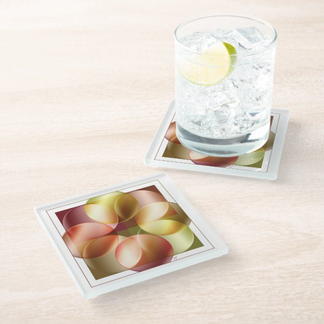 Quadratzelle Glasuntersetzer (Schrägansicht)