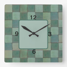 Quadratzenuhr mit grünem Tile