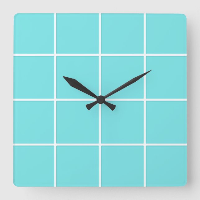 Quadratziegel wie Karo Muster Quadratische Wanduhr (Vorderseite)