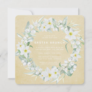Quadratzoll Gelb + Weißes Blumenkraut OsterBrunch Einladung