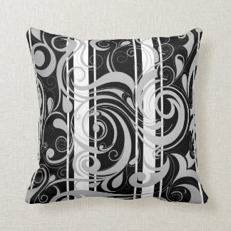 Quadratzoll Schwarz-weißer Swirl Kissen