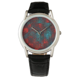 Quadriculados riscados em azul claro, cor vermelho armbanduhr