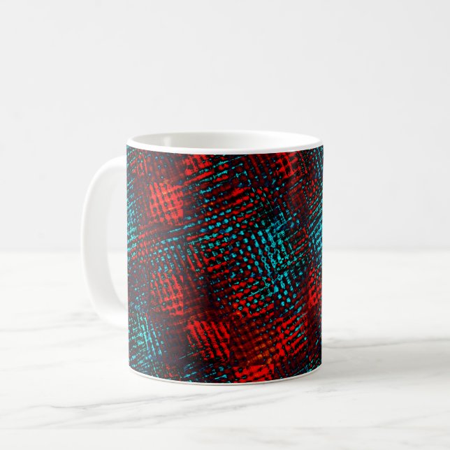 Quadriculados riscados em vermelho e azul claro. kaffeetasse (Vorderseite Links)