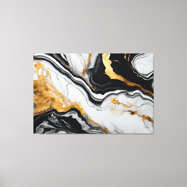 Quadro abstrato Mármore preto, branco, dourado Leinwanddruck (Vorderseite)