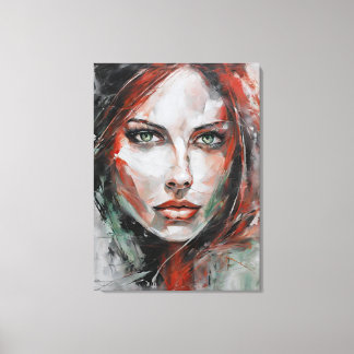 Quadro abstrato rosto de mulher vermelho cinza leinwanddruck