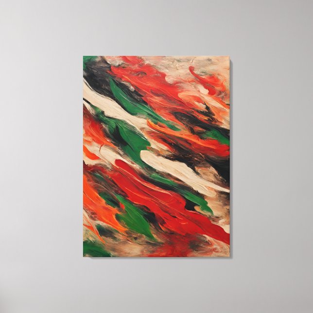 Quadro abstrato, vermelho, verde, bege e laranja leinwanddruck (Vorderseite)