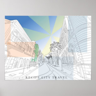 Quadro Série cidades, ilustração feita a mão Poster