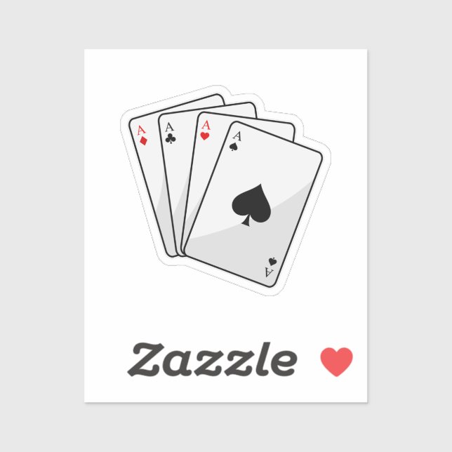 Quadruplets Aces Poker Karten im Poker Aufkleber (Blatt)