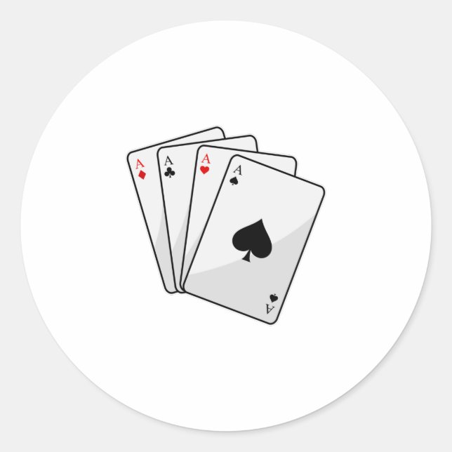 Quadruplets Aces Poker Karten im Poker Runder Aufkleber (Vorderseite)