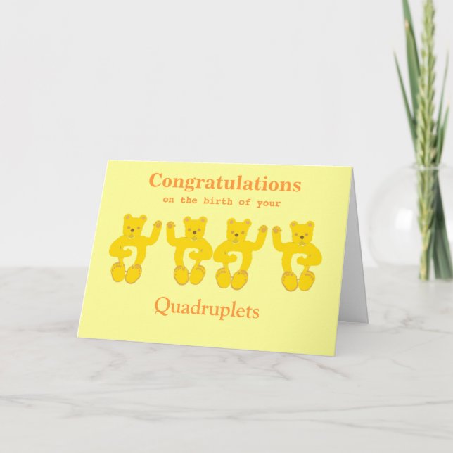 Quadruplets Félicitations pour la carte de naissan (Devant)