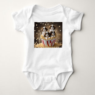 Quads Cavalier Spaniel Welpen im Popcorn, Baby Strampler