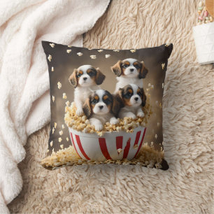 Quads Cavalier Spaniel Welpen im Popcorn, Kissen