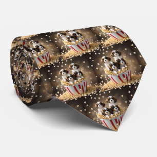 Quads Cavalier Spaniel Welpen im Popcorn, Krawatte