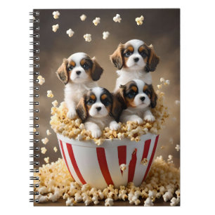 Quads Cavalier Spaniel Welpen im Popcorn, Notizblock